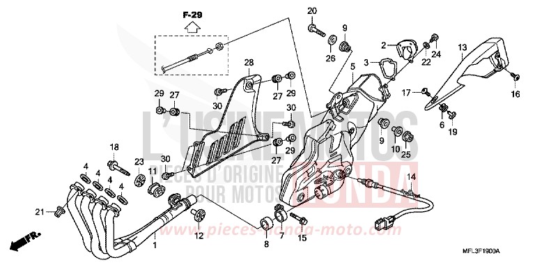 SILENCIEUX D'ECHAPPEMENT von CBR1000RR "Fireblade" PEARL SPENCER BLUE (PB308XA) von 2011